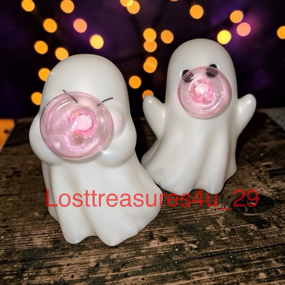 White Blow Mold Bubble Ghost Set Halloween Summerween Set of 2 Viral